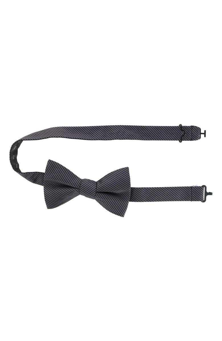 Trafalgar Leyton Stripe Pre-Tied Silk Bow Tie, Alternate, color, Graphite