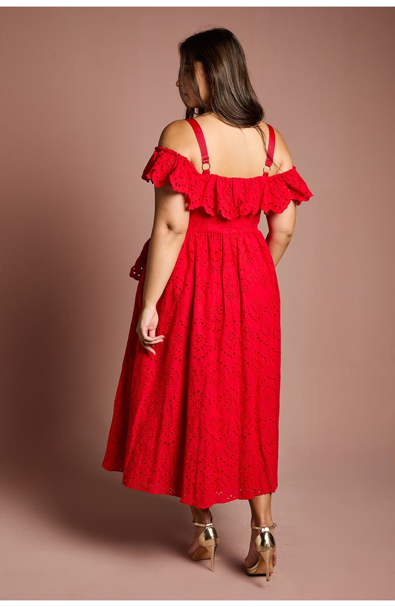 Coast Plus Broderie Midi Dress, Alternate, color, Red