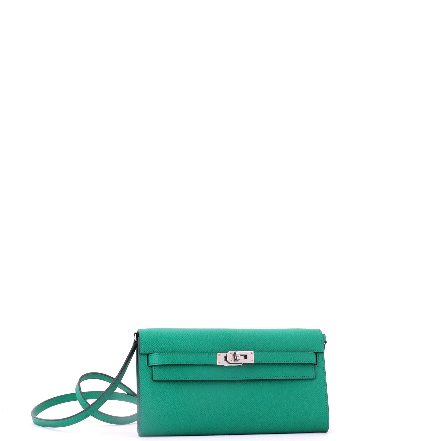 Pre-Owned Hermes Kelly To Go Wallet Epsom, Alternate, color, Vert Jade