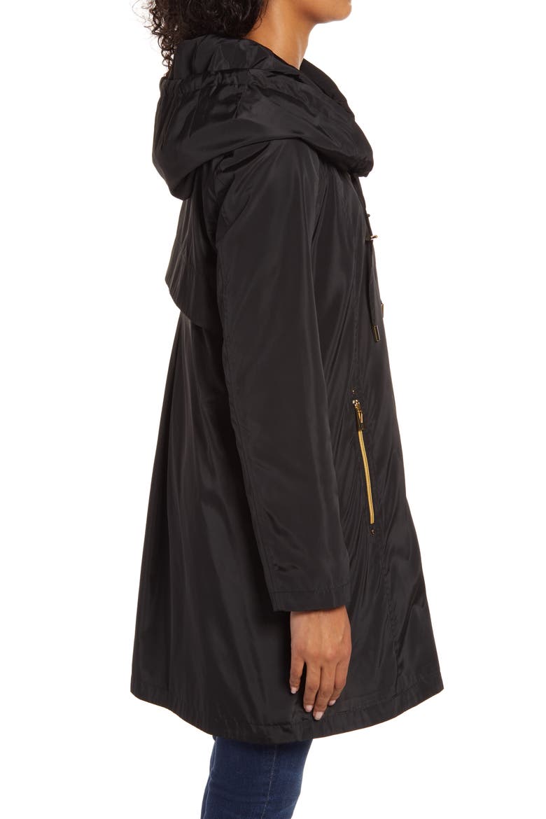 Packable Hooded Raincoat, Alternate, color, BLACK