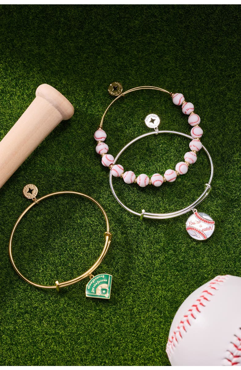 Alex and Ani "You're A Catch" Baseball Charm Bangle, Alternate, color,