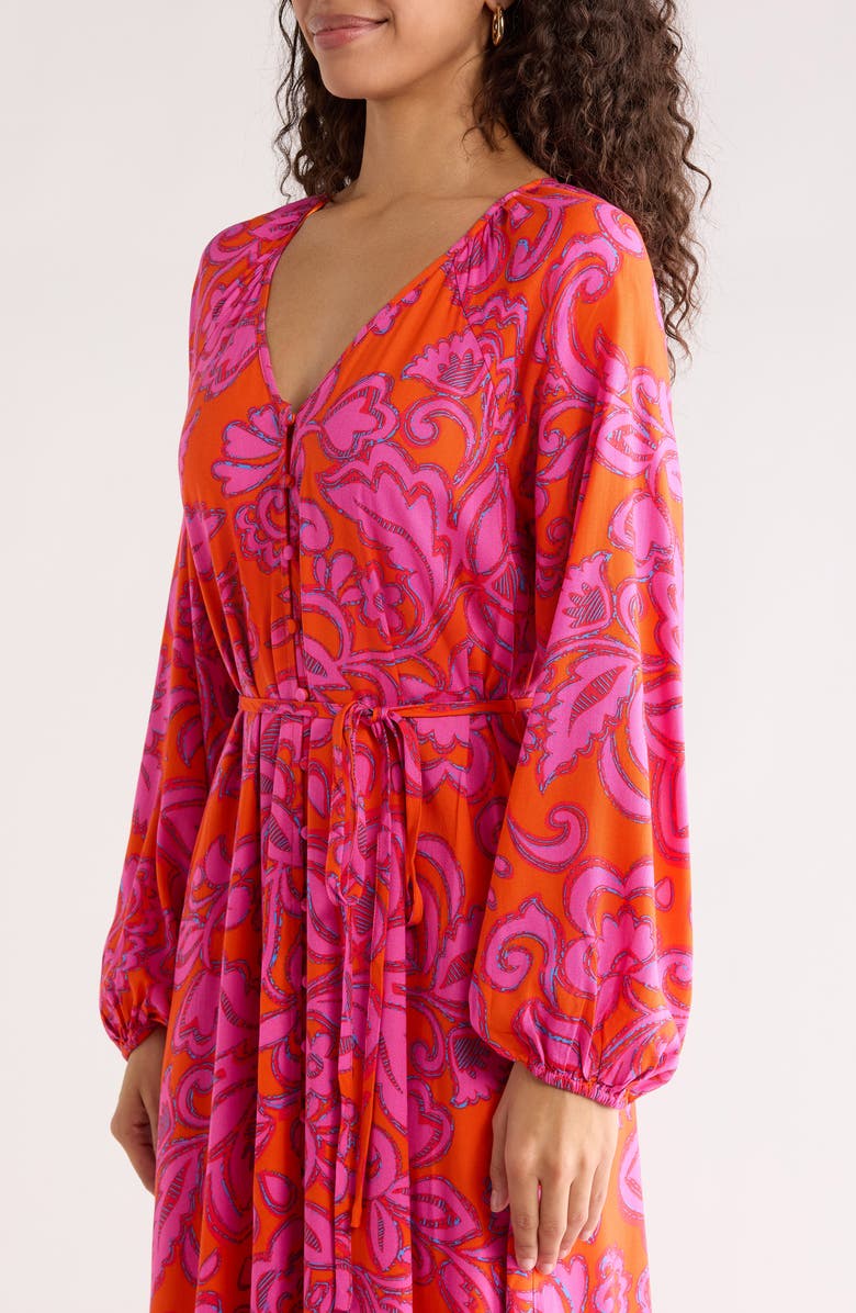 SUGARLIPS Marinda Floral Larrie Long Sleeve Button Maxi Dress, Alternate, color,