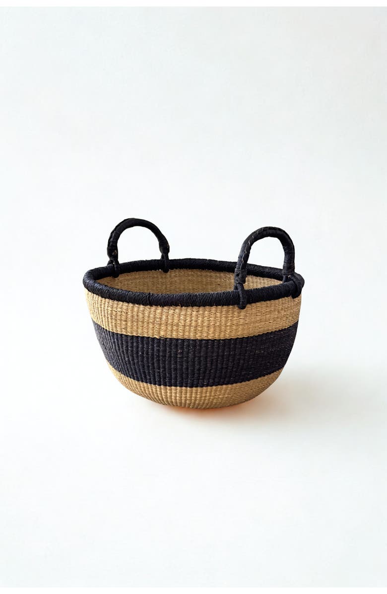 Mbare Handwoven Natural Bolga Basket, Main, color, Black Stripe