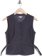 MAX STUDIO Topstitched Button Front Sleeveless Top