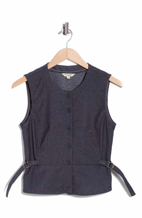 MAX STUDIO Topstitched Button Front Sleeveless Top