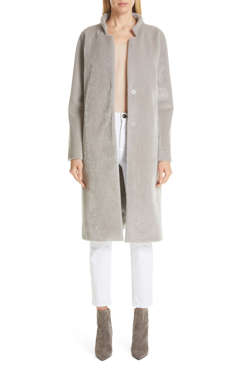 Herno Long Belted Shimmer Faux Fur Coat, Main, color, 