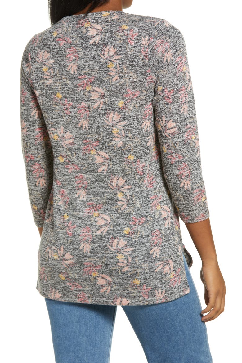 Side Panel Inset Tunic Top, Alternate, color, BLACK BERRY FLORAL