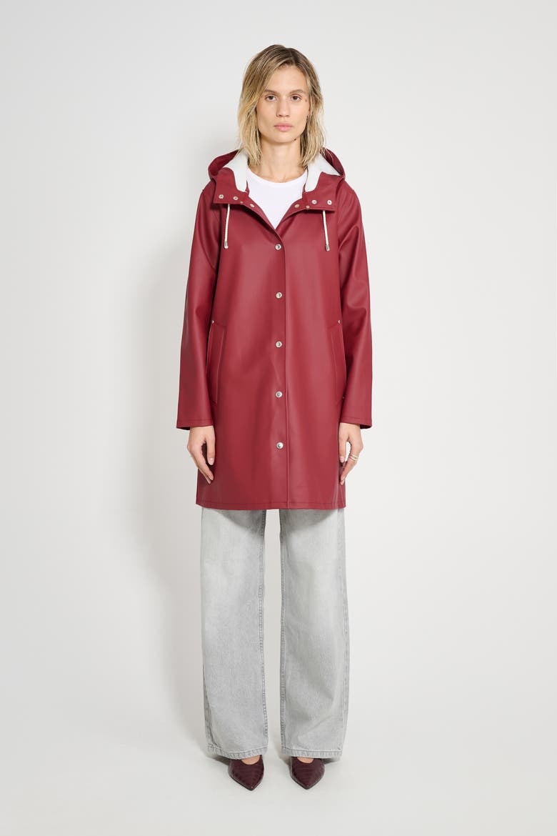 Mosebacke Hooded Long Sleeve Raincoat, Main, color, Burgundy