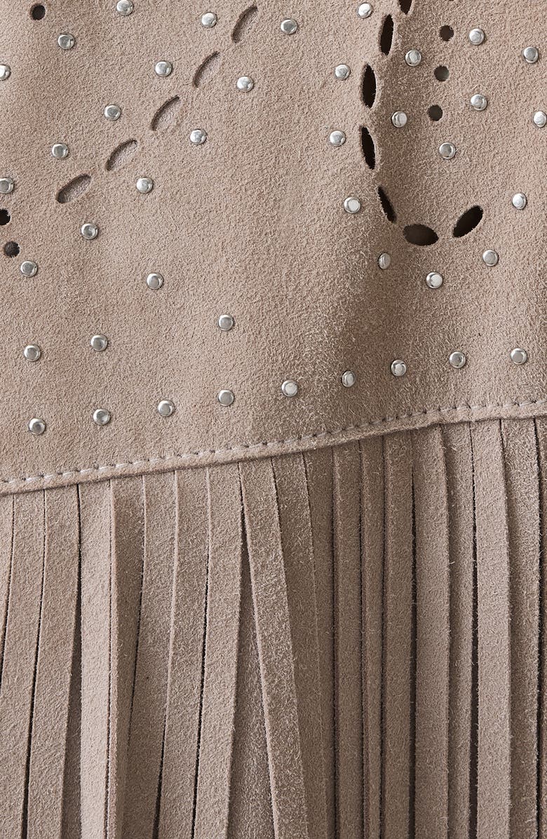 AllSaints Asta Studded Fringe Suede Jacket, Alternate, color, 