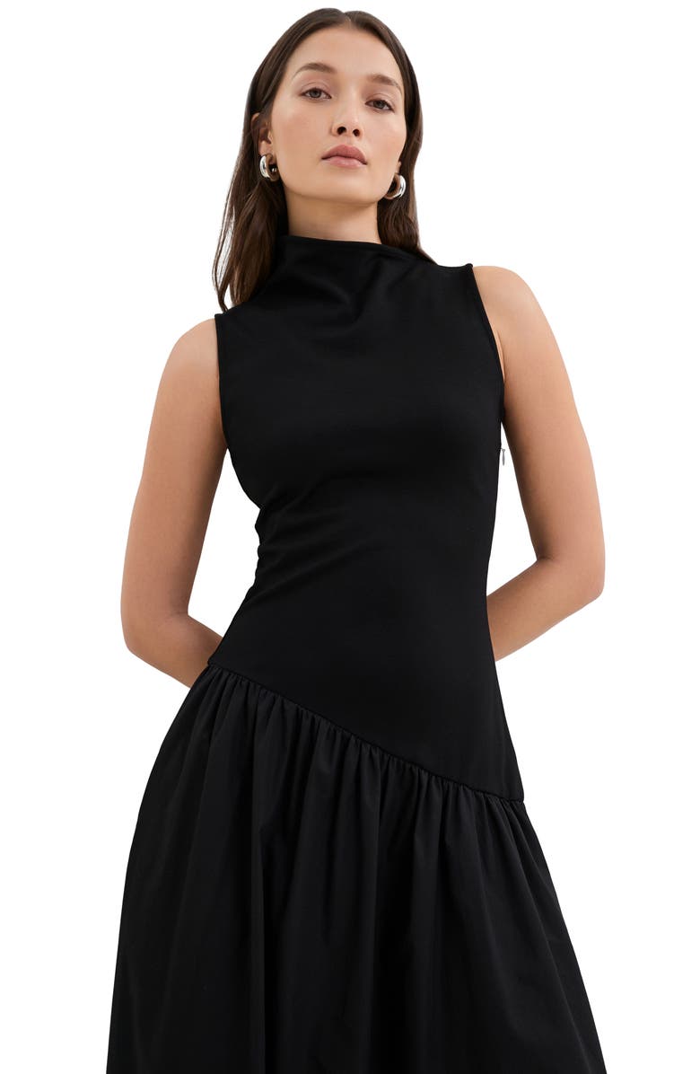 Marcella Hutton Sleeveless Mixed Media Maxi Dress, Alternate, color, Black