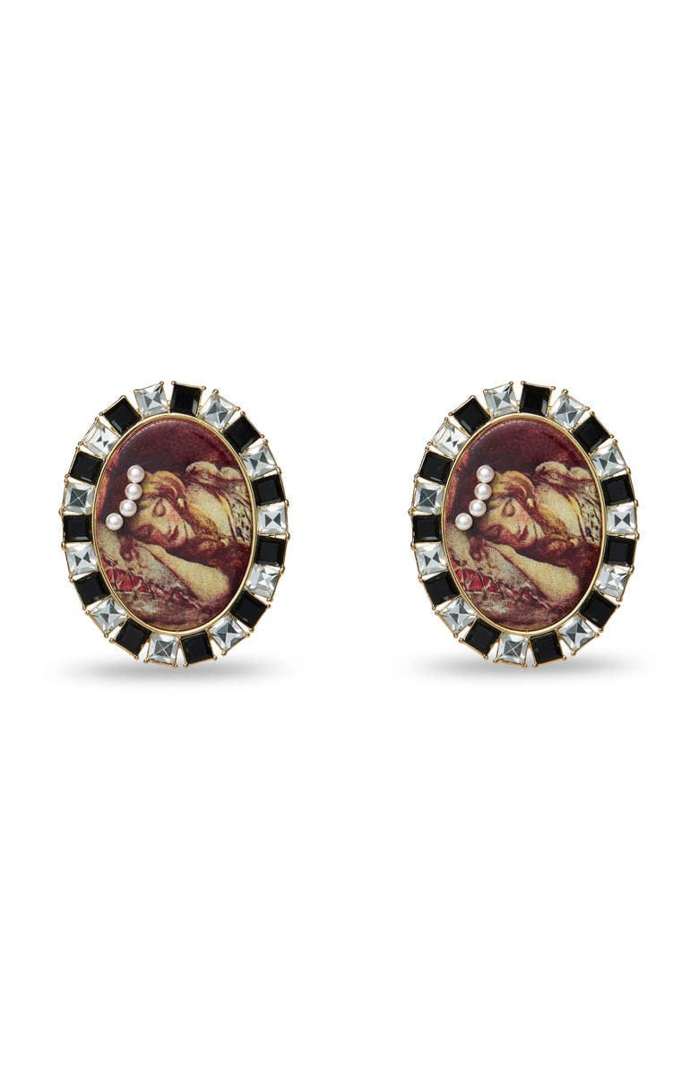 Lele Sadoughi Sleeping Beauty Cameo Earrings, Alternate, color, Sleeping Beauty