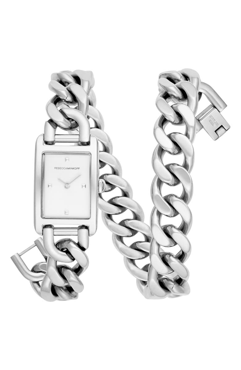 Rebecca Minkoff Moment Chain Wrap Bracelet Watch, 19mm x 30mm, Main, color, 