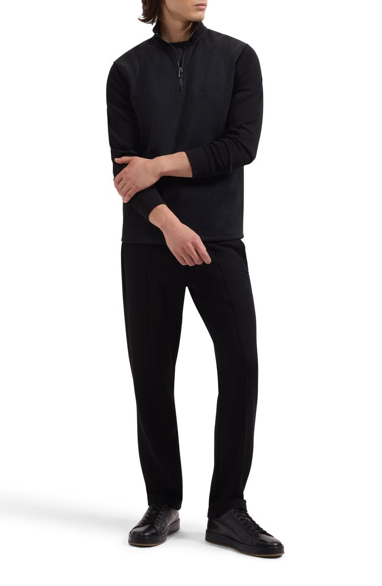 Bugatchi Soft Touch Quarter Zip Sweatshirt, Alternate, color, Black