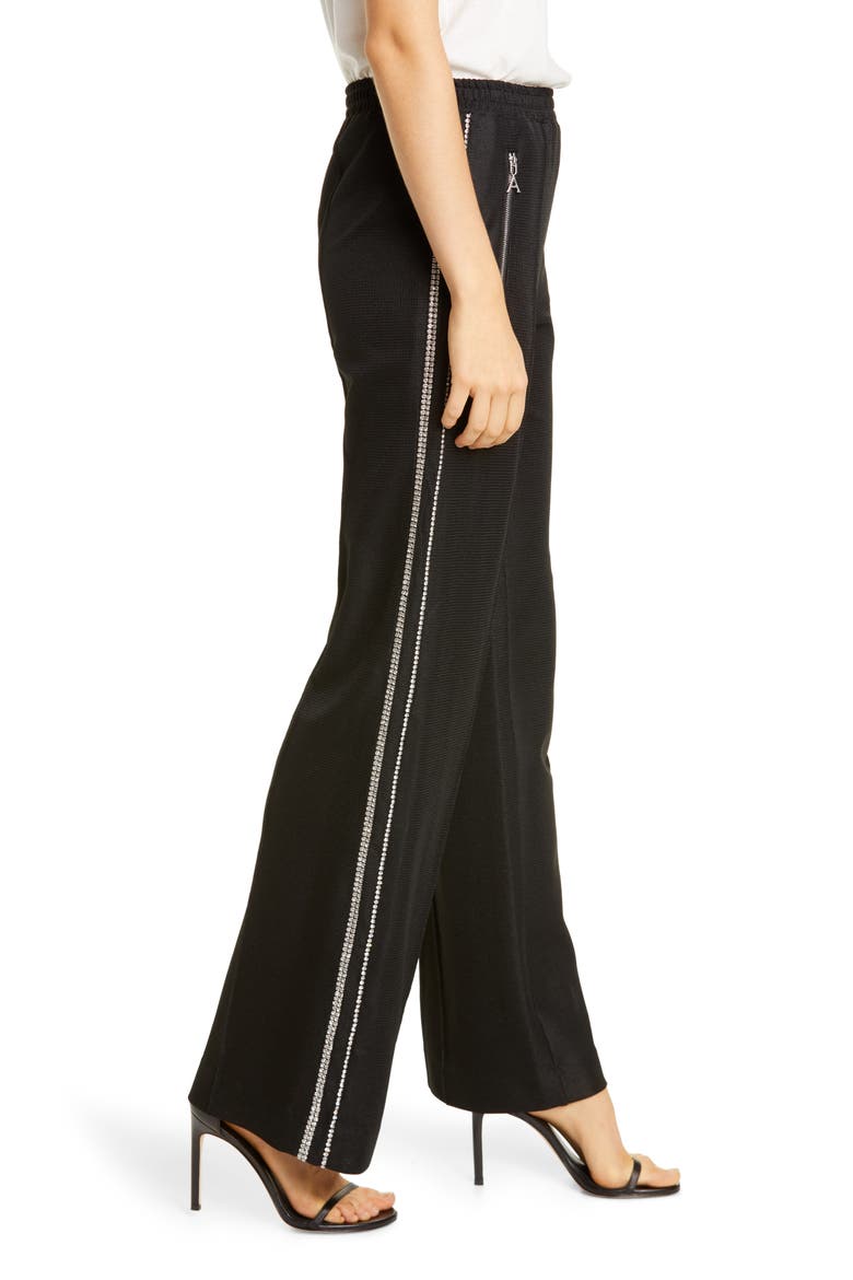 Crystal Trim Track Pants, Alternate, color, BLACK