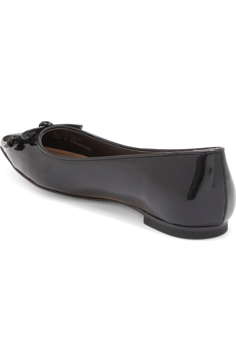 Stuart Weitzman Gabby Pointed Toe Bow Flat, Alternate, color, Black/ Black