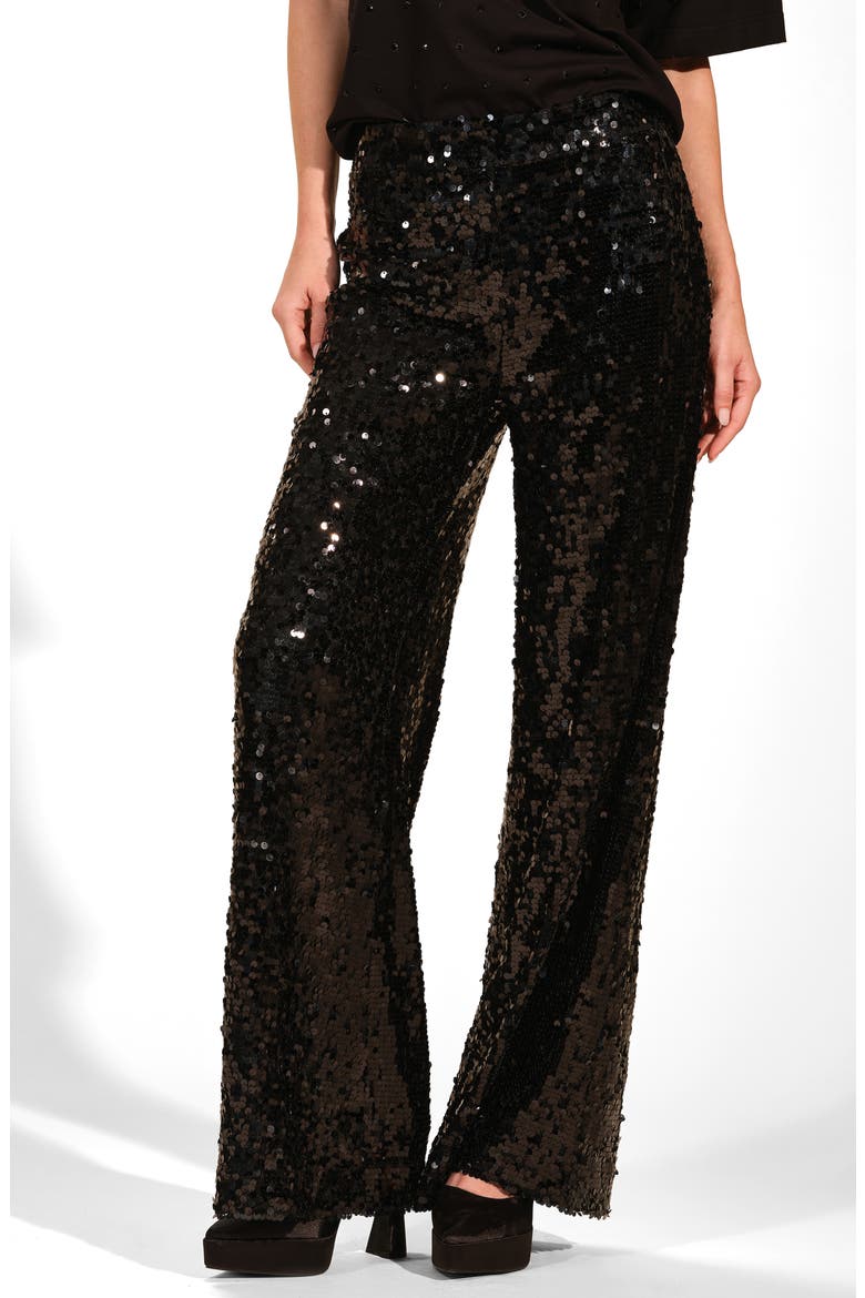 Sequin Wide Leg Pants, Main, color, BLACK