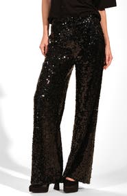 Isaac Mizrahi New York Sequin Wide Leg Pants