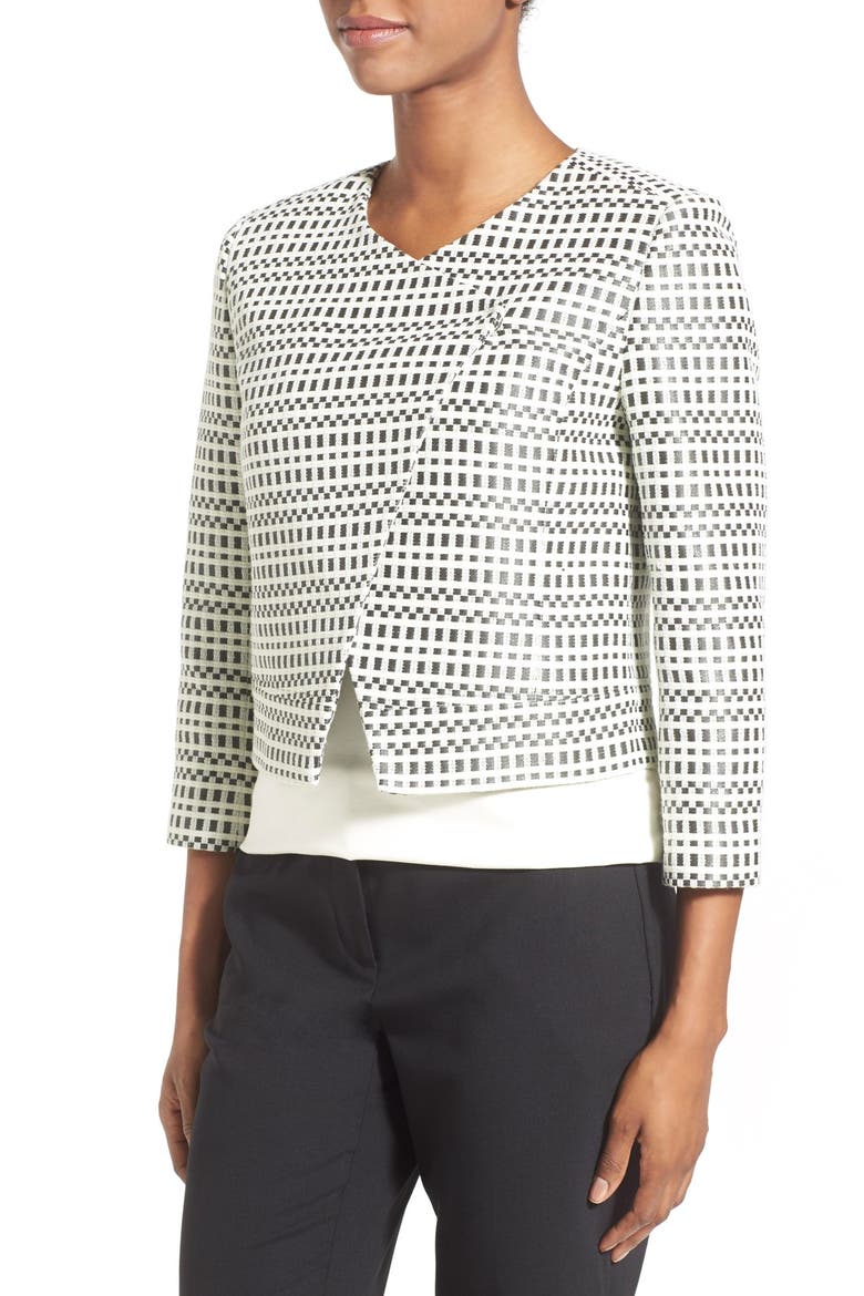 Asymmetrical Crop Tweed Jacket, Alternate, color, OLIVE TERRACE TWEED