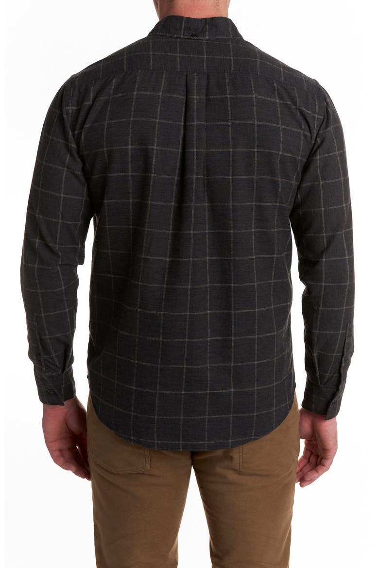 Tuscumbia Standard Fit Windowpane Cotton & Linen Button-Down Shirt, Alternate, color, BROWN/ TAN