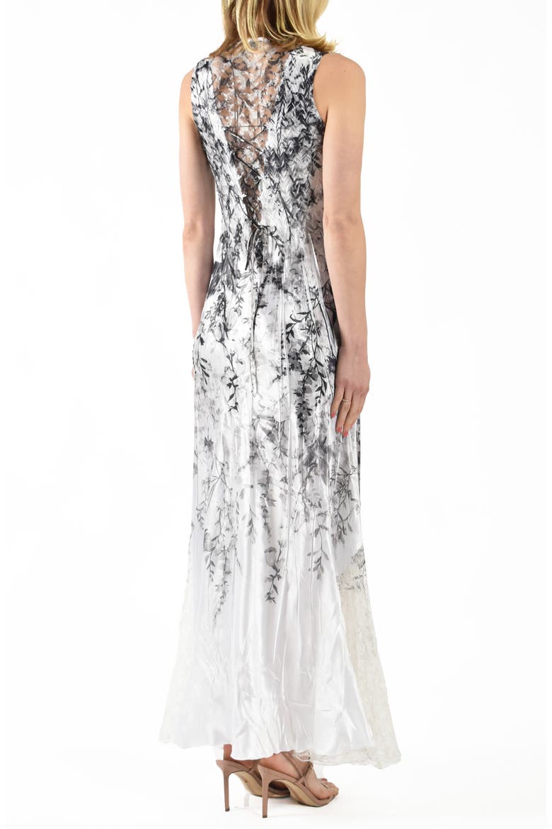 Lace-Up Back Charmeuse Dress, Alternate, color, BLOOMING GARDEN