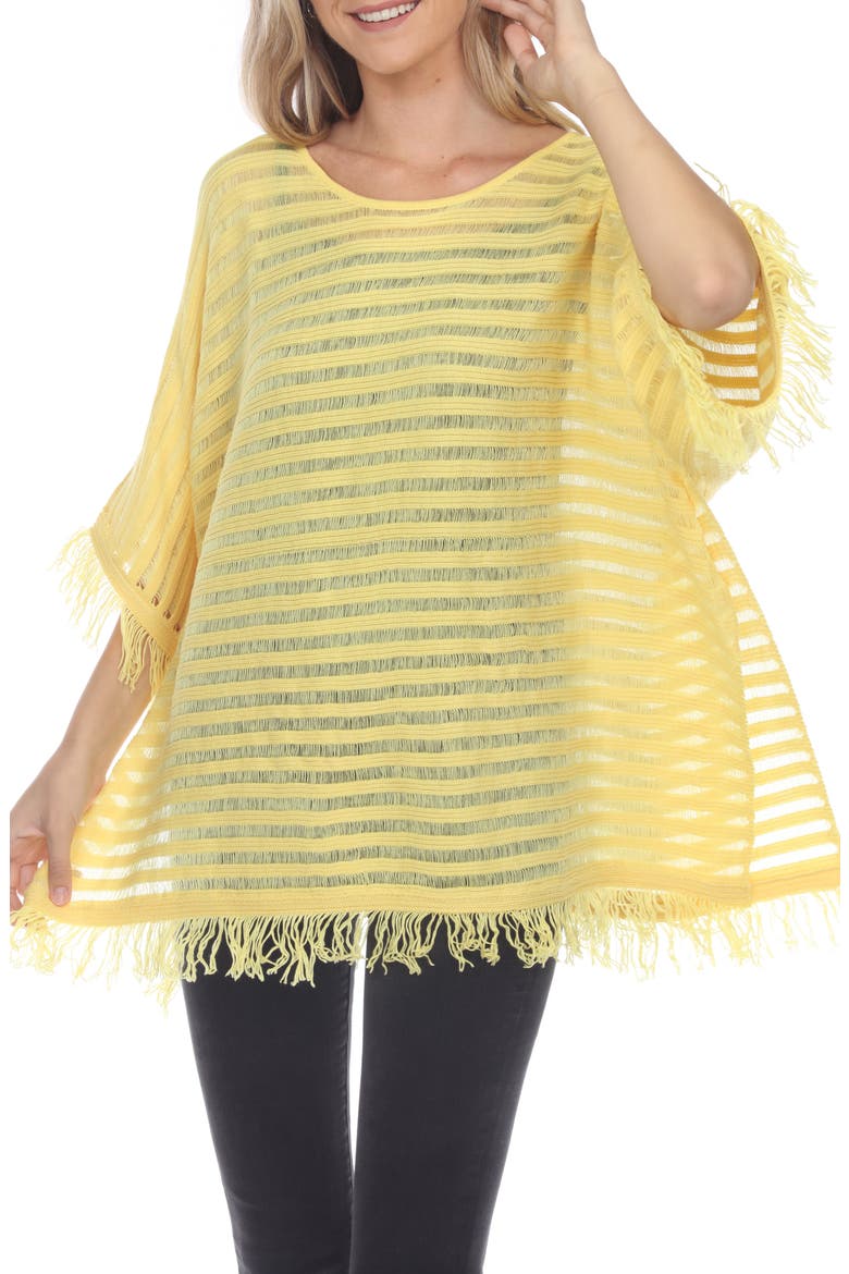 Fringe Short Sleeve Sweater, Main, color, YELLOW
