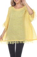 RAIN AND ROSE Fringe Short Sleeve Sweater