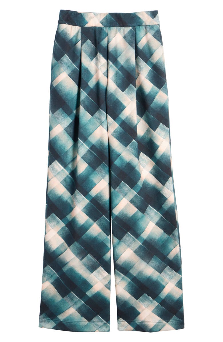 Dries Van Noten Hartia Spray Check Pleated Wide Leg Cotton Pants, Alternate, color, Bottle