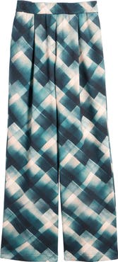 Dries Van Noten Hartia Spray Check Pleated Wide Leg Cotton Pants