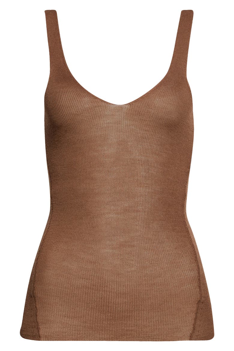 Cindy Rib Extrafine Merino Wool Tank, Alternate, color, CACAO