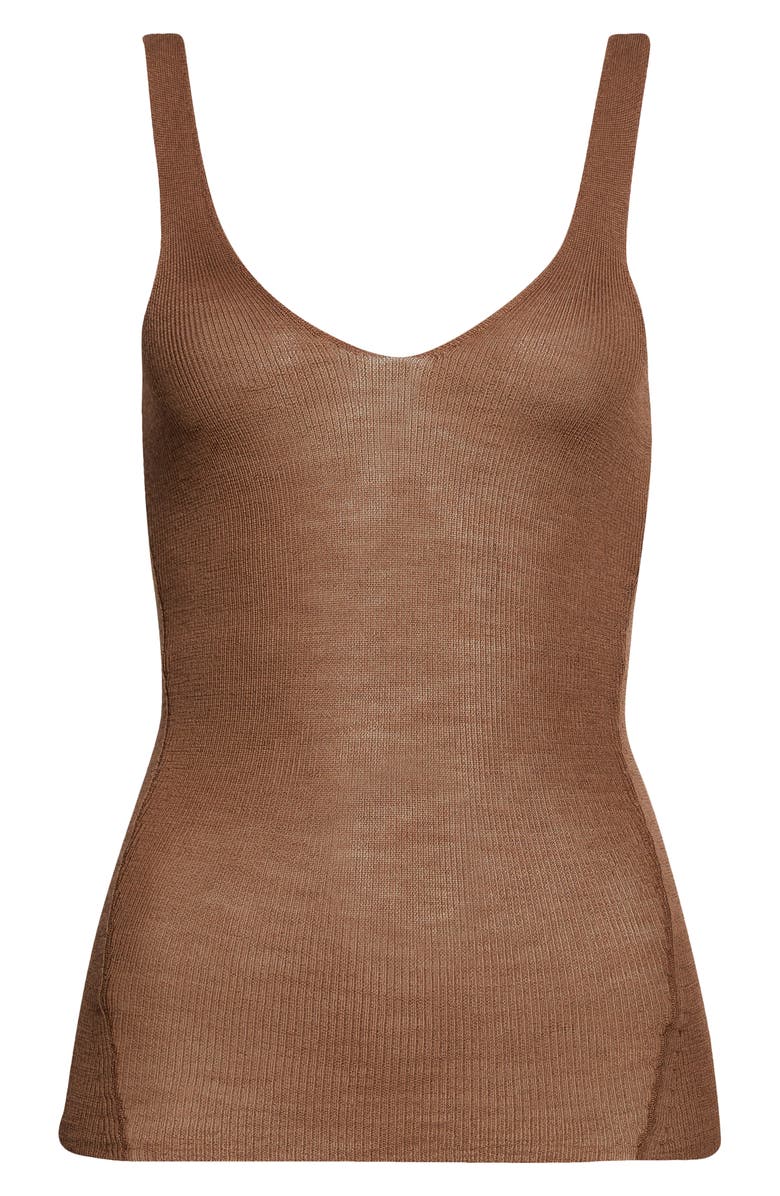 Haikure Cindy Rib Extrafine Merino Wool Tank, Main, color, Cacao