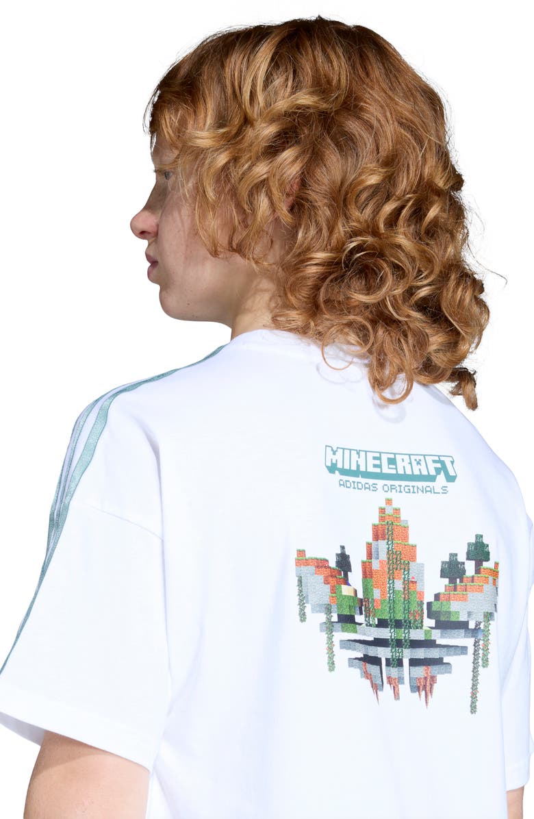 adidas Originals Kids' Minecraft 3-Stripes Graphic T-Shirt, Alternate, color, White