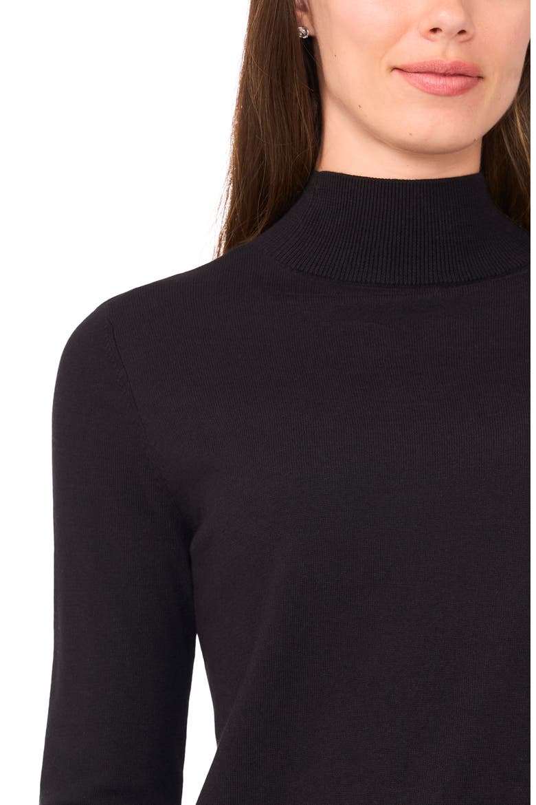 Button Cuff Turtleneck Sweater, Alternate, color, RICH BLACK