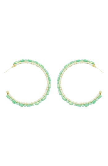 Panacea Mint Crystal Hoop Earrings In Mint