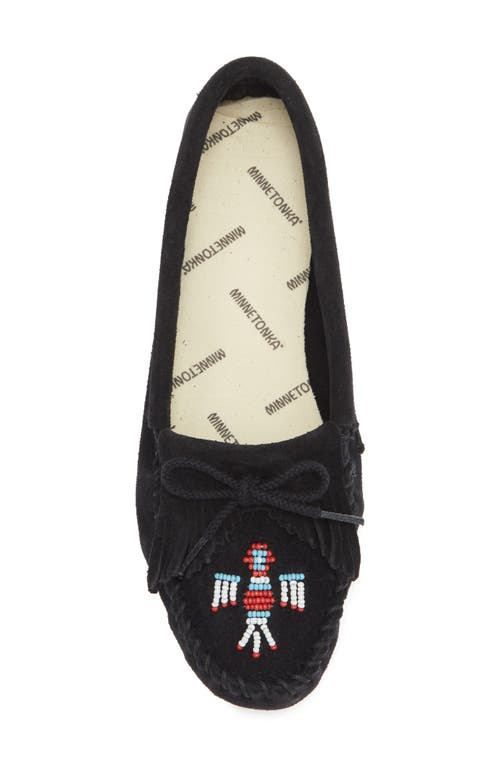 Minnetonka Thunderbird Soft Sole Slipper In Black