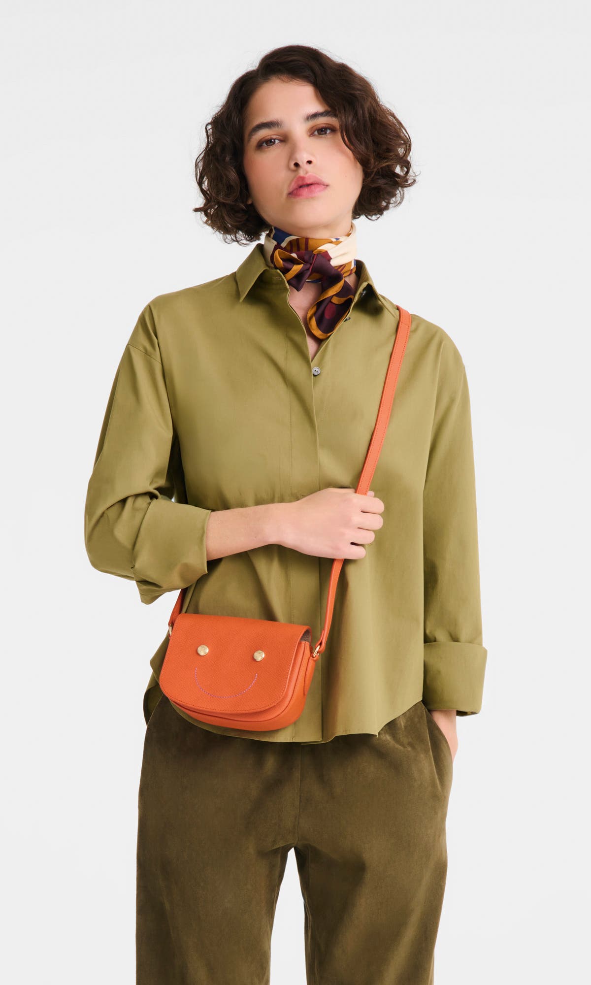 Les Champs Leather Crossbody Bag, Alternate, color, ORANGE