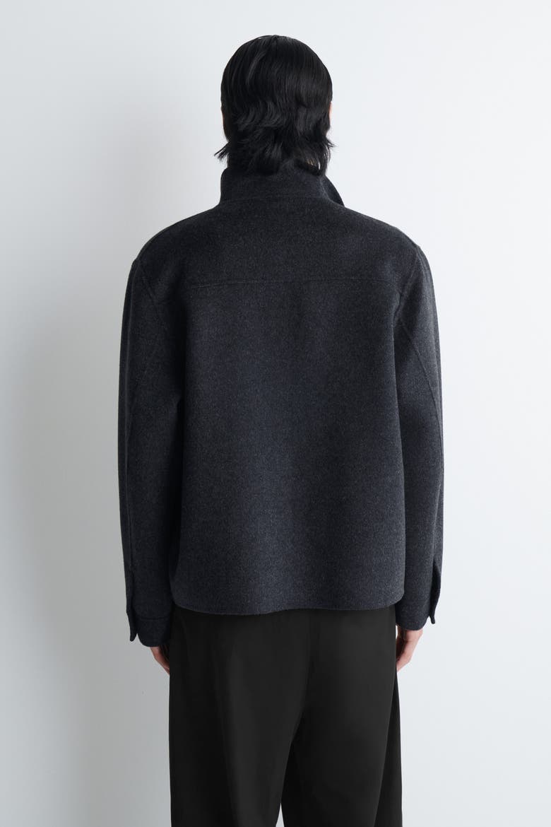 Double-Faced Wool Mock-Neck Jacket, Alternate, color, CHARCOAL MÉLANGE