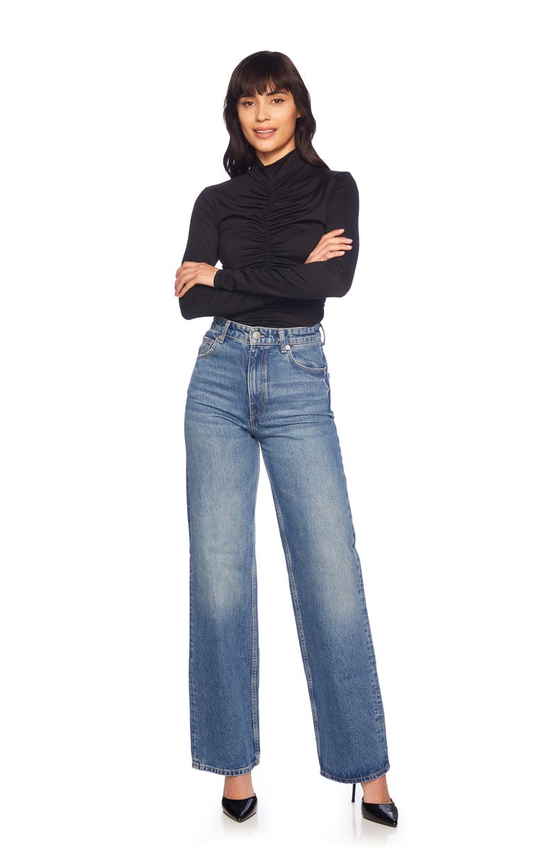 Susana Monaco Ruched Front Mock Neck Top, Alternate, color,