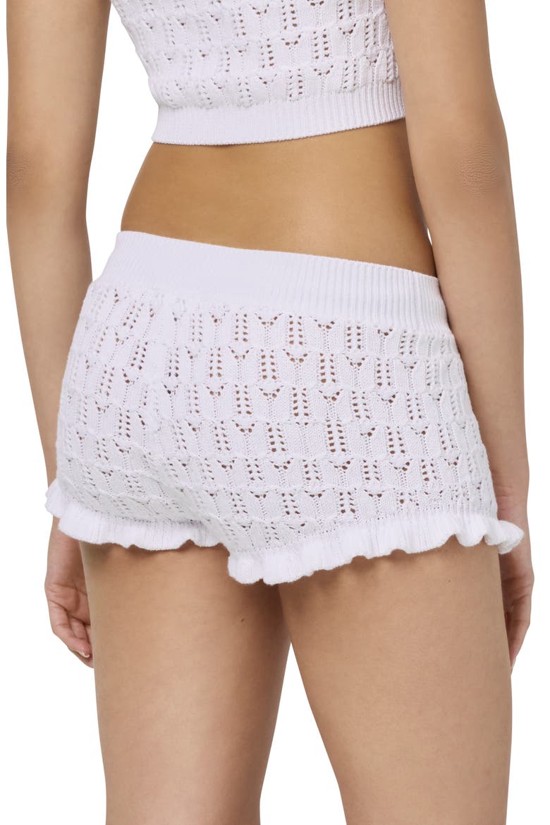 Pointelle Knit Shorts, Alternate, color, BRIGHT WHITE