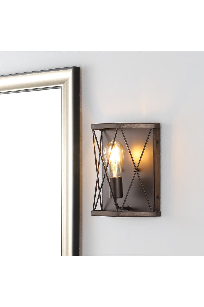 Liam 1-Light Rustic Farmhouse Iron LED Sconce, Alternate, color, Dark Brown/Oil Rubbed Bronze