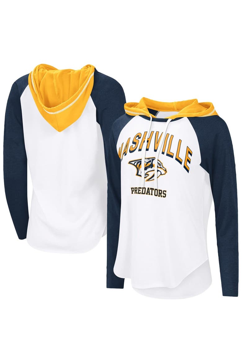 Women's G-III 4Her by Carl Banks  White Nashville Predators VIP Raglan Long Sleeve Hoodie T-Shirt, Main, color, White