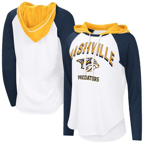 Women
s G-III 4Her by Carl Banks  White Nashville Predators VIP Raglan Long Sleeve Hoodie T-Shirt