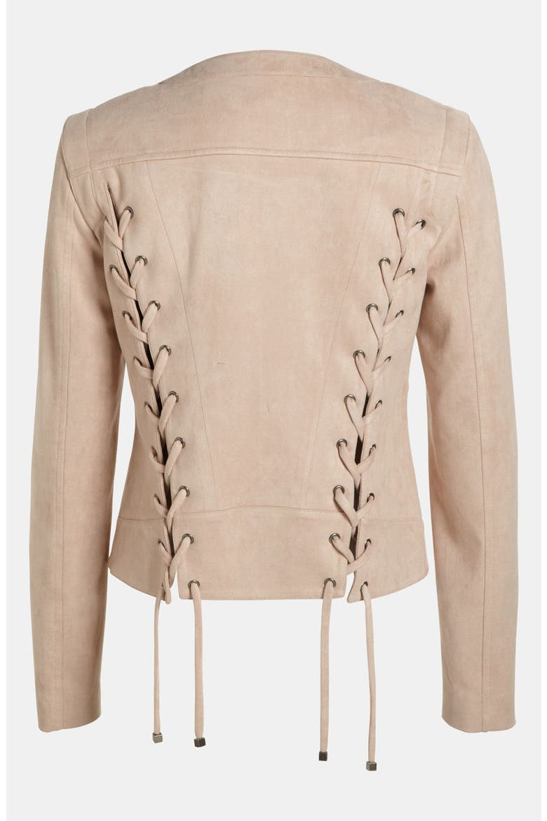 'Laced Up' Faux Suede Jacket, Alternate, color, NUDE SUEDE