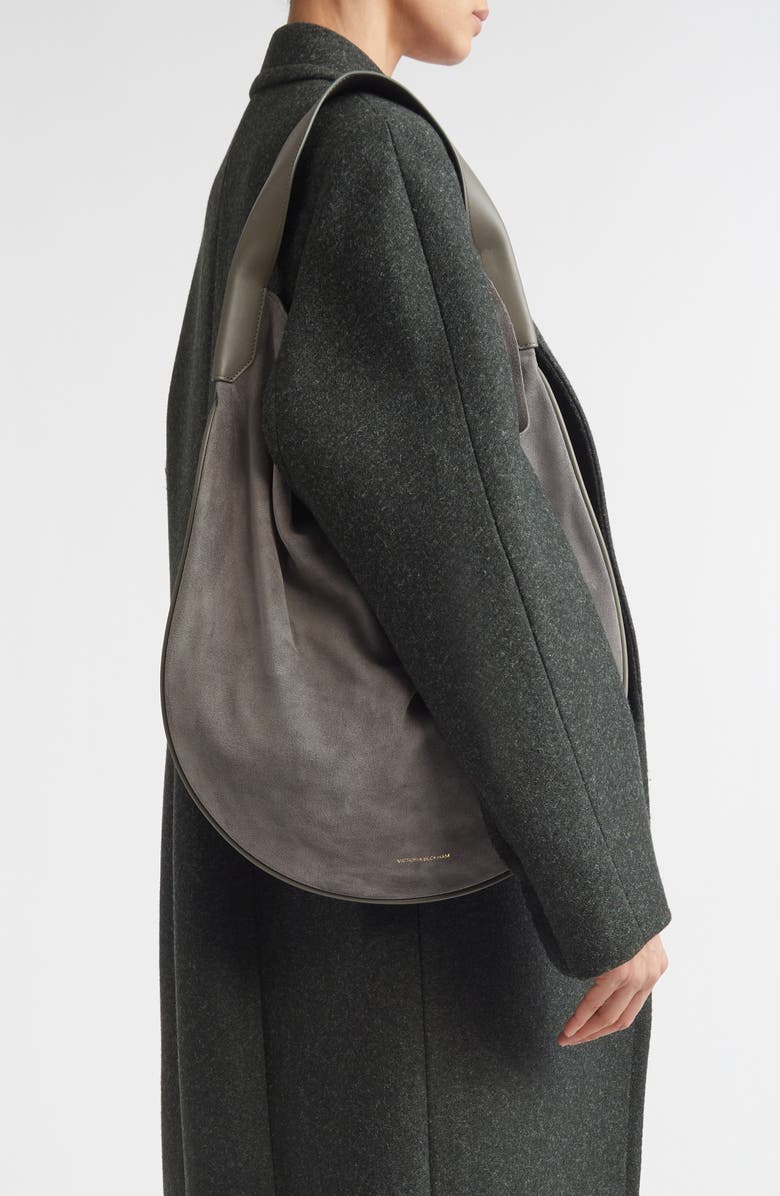Victoria Beckham The Dia Soft Suede Hobo Bag, Alternate, color, Pebble Grey
