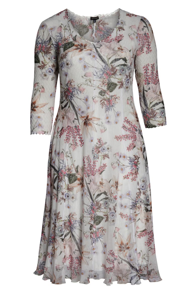 V-Neck Floral Print Chiffon Cocktail Dress, Alternate, color, SPRING ORCHARD