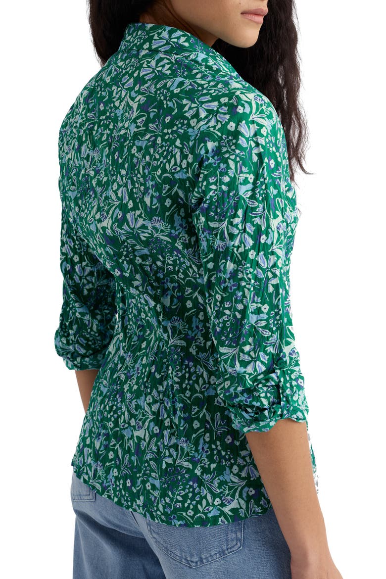 Larissa Crinkled Floral Organic Cotton Button-Up Shirt, Alternate, color, WOODLAND FLORAL DARK STEM