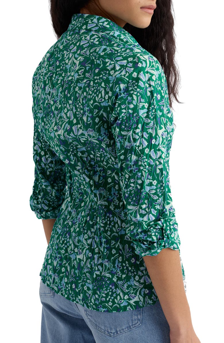Seasalt Cornwall Larissa Crinkled Floral Organic Cotton Button-Up Shirt, Alternate, color, Woodland Floral Dark Stem