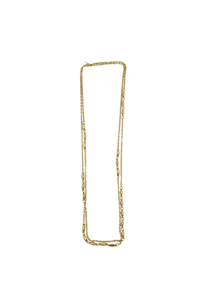 Vintage 1980s Gold Tone Oval Bead  Station Necklace, Main, color, gold
