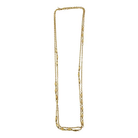 Vintage 1980s Gold Tone Oval Bead  Station Necklace