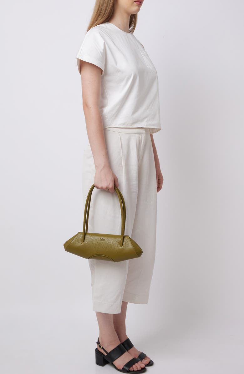 behno Mini Elizabeth Baguette Pebble Leather Shoulder Bag, Alternate, color, Olive