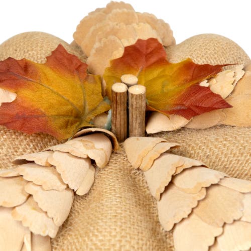 Northlight Fall Harvest Burlap And Pine Cone Pumpkin Decoration In Brown